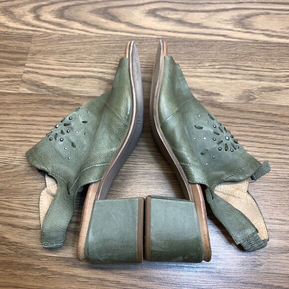 Miz Mooz Leather Heeled Sandals Berkeley Sage Green Womens 40 - Picture 2 of 16